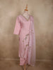 Soft Blush Pink Floral Sequins and Beads Embroidered Design Organza Straight Cut Salwar Suit