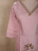 Soft Blush Pink Floral Sequins and Beads Embroidered Design Organza Straight Cut Salwar Suit