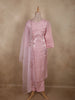 Soft Blush Pink Floral Sequins and Beads Embroidered Design Organza Straight Cut Salwar Suit