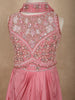 Soft Blush Pink Floral Sequins and Beads Embroidered Design Satin Kids Skirt and Top Paired with Dupatta
