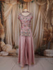 Soft Blush Pink Floral Sequins and Beads Embroidered Design Satin Palazzo Suit with Choker Dupatta