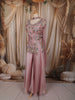 Soft Blush Pink Floral Sequins and Beads Embroidered Design Satin Palazzo Suit with Choker Dupatta