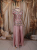 Soft Blush Pink Floral Sequins and Beads Embroidered Design Satin Palazzo Suit with Choker Dupatta
