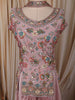 Soft Blush Pink Floral Sequins and Beads Embroidered Design Satin Palazzo Suit with Choker Dupatta