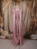 Soft Blush Pink Floral Sequins and Beads Embroidered Design Satin Palazzo Suit with Choker Dupatta