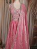 Soft Blush Pink Floral Sequins and Zari Embroidered Design Tissue Lehenga With Dupatta