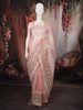 Soft Blush Pink Floral Thread Embroidered Design Pure Tussar Party Wear Saree with Thread Work Border