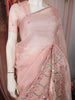 Soft Blush Pink Floral Thread Embroidered Design Pure Tussar Party Wear Saree with Thread Work Border