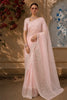 Soft Blush Pink Floral Thread Embroidered Design Pure Tussar Party Wear Saree with Thread Work Border