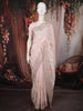 Soft Blush Pink Floral Vine Thread Embroidered Design Chiffon Fancy Saree with Scalloped Border