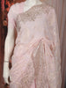 Soft Blush Pink Floral Vine Thread Embroidered Design Chiffon Fancy Saree with Scalloped Border