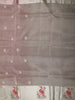 Soft Blush Pink Floral and Birds Motif Thread Embroidered Design Pure Organza Fancy Saree with Motif Border