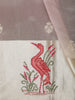Soft Blush Pink Floral and Birds Motif Thread Embroidered Design Pure Organza Fancy Saree with Motif Border