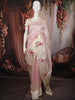 Soft Blush Pink Floral and Birds Motif Thread Embroidered Design Pure Organza Fancy Saree with Motif Border