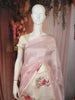Soft Blush Pink Floral and Birds Motif Thread Embroidered Design Pure Organza Fancy Saree with Motif Border