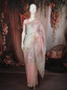 Soft Blush Pink Floral and Leaf Zari Embroidered Design Pure Organza Party Wear Saree with Scalloped
