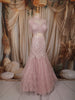 Soft Blush Pink Heavy Sequins Embroidered Design Mermaid Net Lehenga with Cape