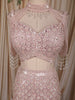 Soft Blush Pink Heavy Sequins Embroidered Design Mermaid Net Lehenga with Cape