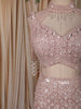 Soft Blush Pink Heavy Sequins Embroidered Design Mermaid Net Lehenga with Cape