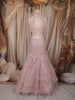 Soft Blush Pink Heavy Sequins Embroidered Design Mermaid Net Lehenga with Cape