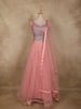 Soft Blush Pink Heavy Sequins Embroidered Design Net Lehenga With Net Dupatta