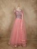 Soft Blush Pink Heavy Sequins Embroidered Design Net Lehenga With Net Dupatta