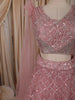Soft Blush Pink Heavy Sequins Embroidered Design Net Lehenga With Net Dupatta
