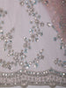 Soft Blush Pink Heavy Sequins and Silver Zardozi Embroidered Design Net Fancy Saree with Scalloped Border
