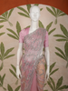 Soft Blush Pink Heavy Sequins and Silver Zardozi Embroidered Design Net Fancy Saree with Scalloped Border