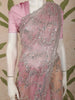 Soft Blush Pink Heavy Sequins and Silver Zardozi Embroidered Design Net Fancy Saree with Scalloped Border
