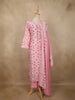 Soft Blush Pink Ikat Printed Design Cotton Straight Cut Salwar Suit with Dupatta