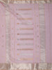 Soft Blush Pink Leaf Butta Zari Embroidered Design Pure Tussar Party Wear Saree with Contrast Zari Border
