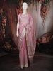 Soft Blush Pink Leaf Butta Zari Embroidered Design Pure Tussar Party Wear Saree with Contrast Zari Border