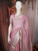 Soft Blush Pink Leaf Butta Zari Embroidered Design Pure Tussar Party Wear Saree with Contrast Zari Border