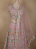 Soft Blush Pink Mirror and Thread Embroidered Design Net Lehenga With Net Dupatta