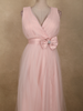Soft Blush Pink Pleated Design with Bow Embellishment Net Party Wear Gown