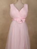 Soft Blush Pink Pleated Design with Bow Embellishment Net Party Wear Gown