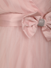 Soft Blush Pink Pleated Design with Bow Embellishment Net Party Wear Gown