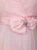Soft Blush Pink Pleated Design with Bow Embellishment Net Party Wear Gown
