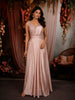 Soft Blush Pink Solid Design Satin Ready To Wear Saree with Designer Blouse