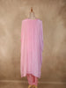 Soft Blush Pink Solid Design Soft Satin Indo Western Kaftan Set