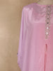Soft Blush Pink Solid Design Soft Satin Indo Western Kaftan Set