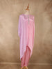 Soft Blush Pink Solid Design Soft Satin Indo Western Kaftan Set