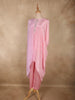 Soft Blush Pink Solid Design Soft Satin Indo Western Kaftan Set