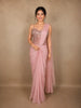 Soft Blush Rose Pink Floral Sequins and Beads Embroidered Design Georgette Ready To Wear Saree