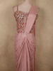 Soft Blush Rose Pink Floral Sequins and Beads Embroidered Design Georgette Ready To Wear Saree