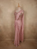 Soft Blush Rose Pink Floral Sequins and Beads Embroidered Design Georgette Ready To Wear Saree