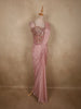 Soft Blush Rose Pink Floral Sequins and Beads Embroidered Design Georgette Ready To Wear Saree