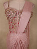 Soft Blush Rose Pink Floral Sequins and Beads Embroidered Design Georgette Ready To Wear Saree