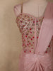 Soft Blush Rose Pink Floral Sequins and Beads Embroidered Design Georgette Ready To Wear Saree